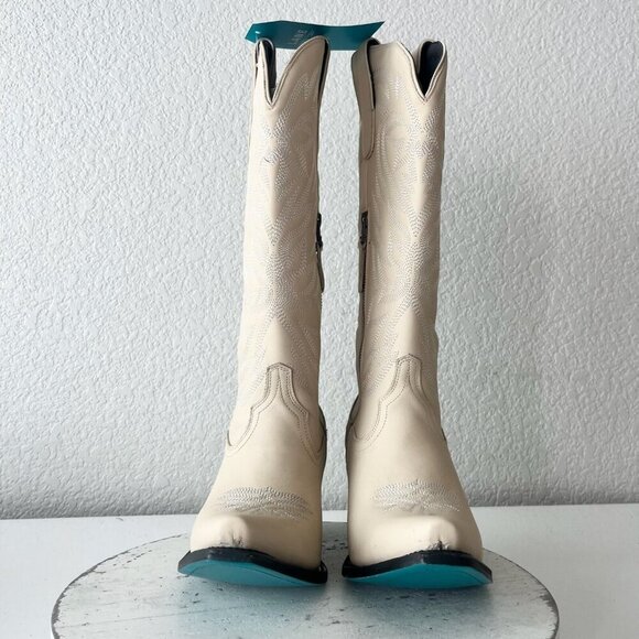 Lane SMOKESHOW Womens Cowboy Boots 9 Pale Ivory Leather Western Cowgirl Tall - Picture 5 of 11